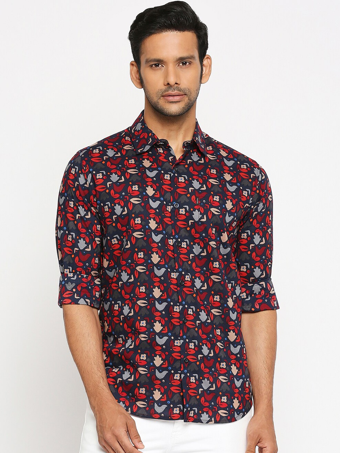 

Mufti Men Navy Blue Slim Fit Printed Casual Shirt