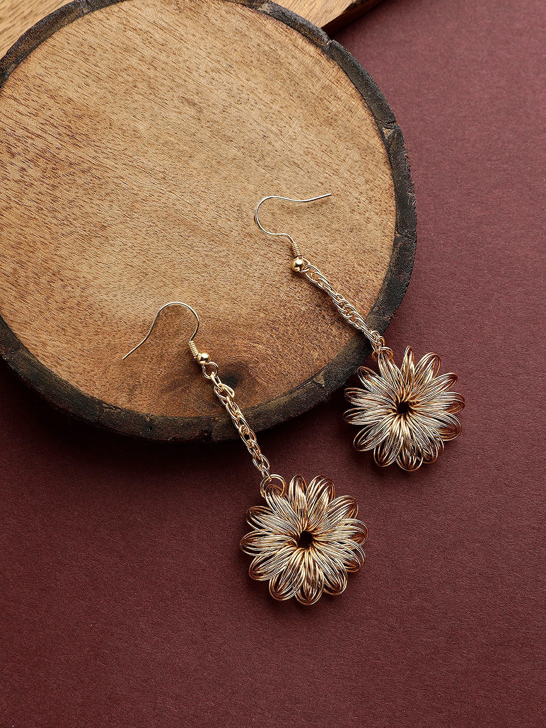 

STREET 9 Gold-Plated Handcrafted Contemporary Drop Earrings
