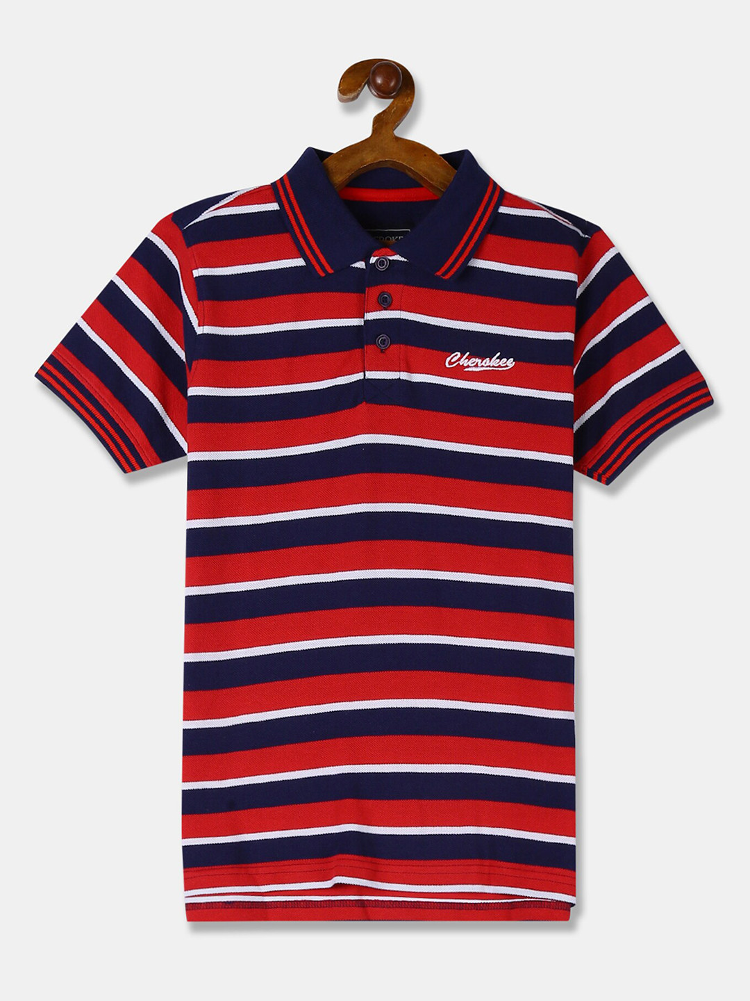 

Cherokee Boys Red Striped Polo Collar T-shirt