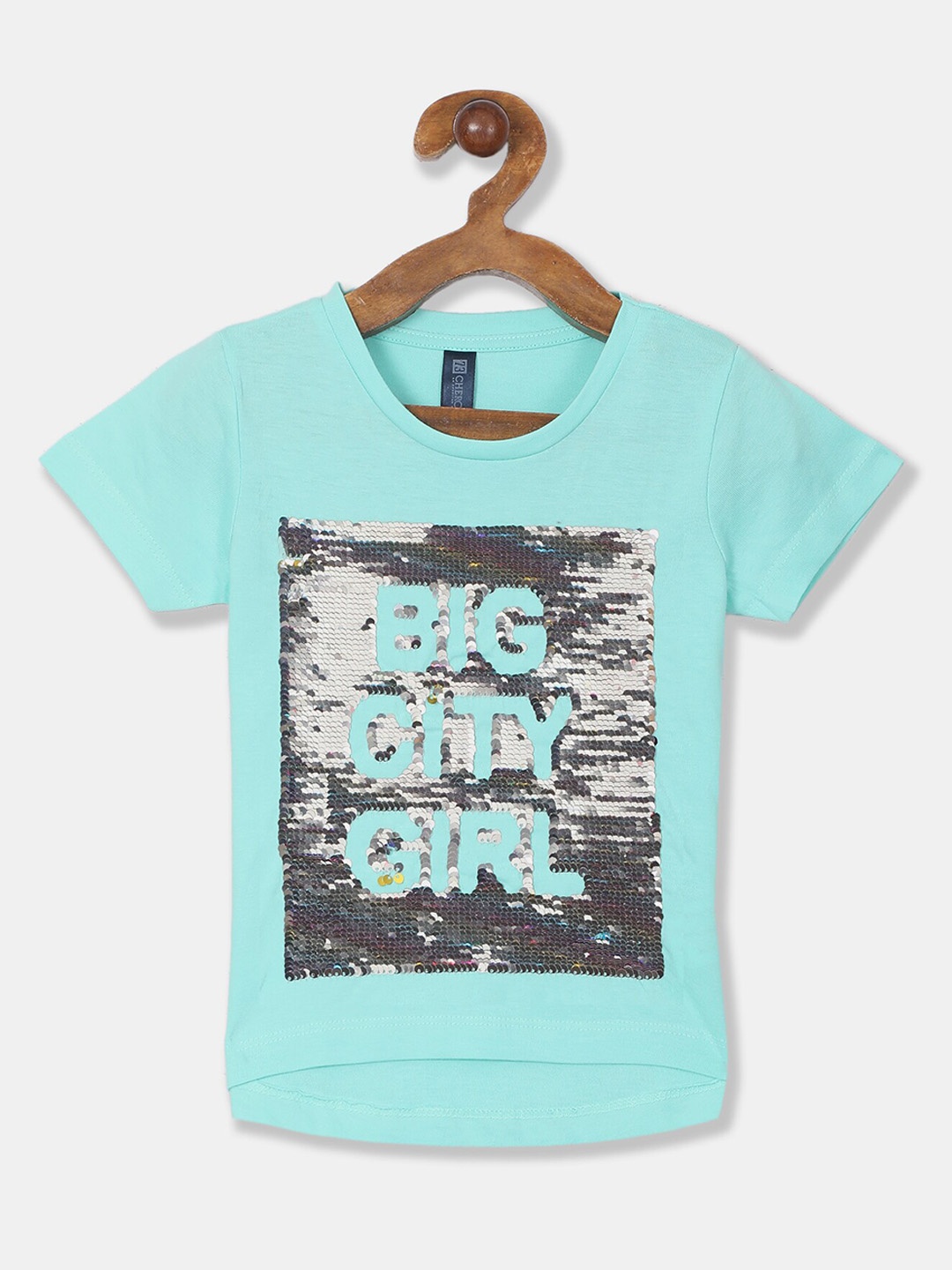 

Cherokee Girls Green Printed Round Neck T-shirt