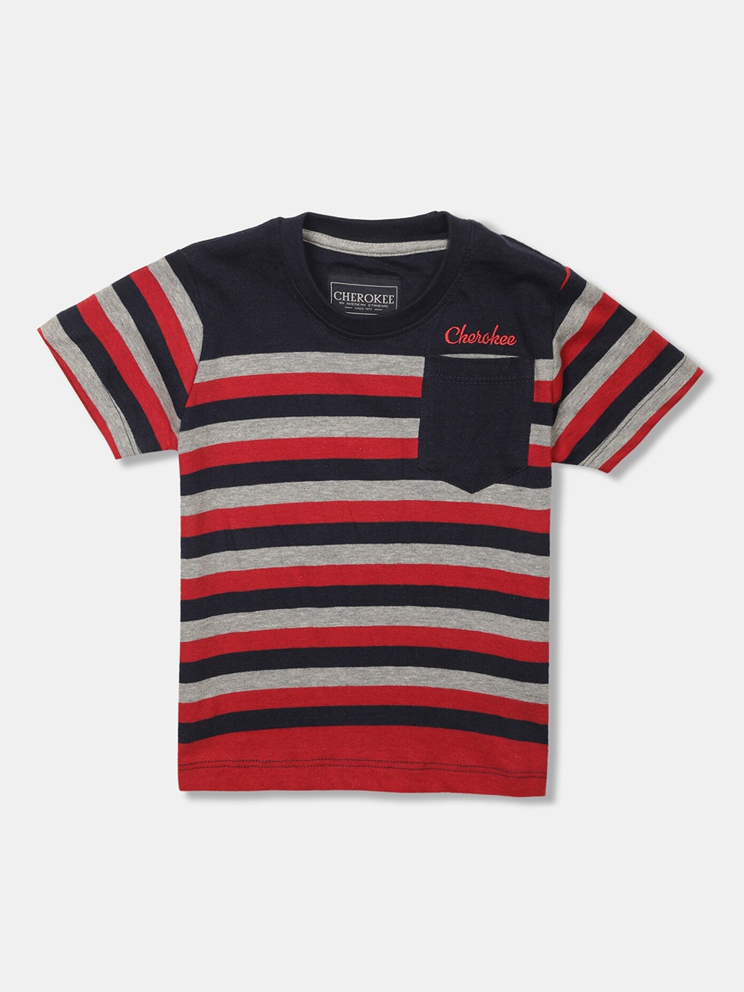 

Cherokee Boys Multicoloured Striped Round Neck T-shirt, Multi