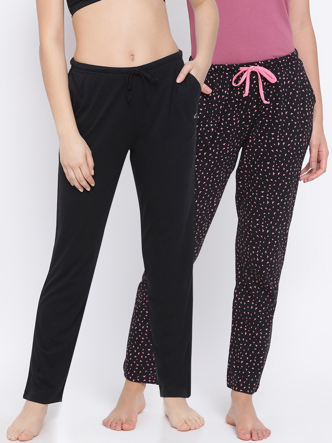 

Kanvin Women Pack Of 2 Pure Cotton Lounge Pants, Black