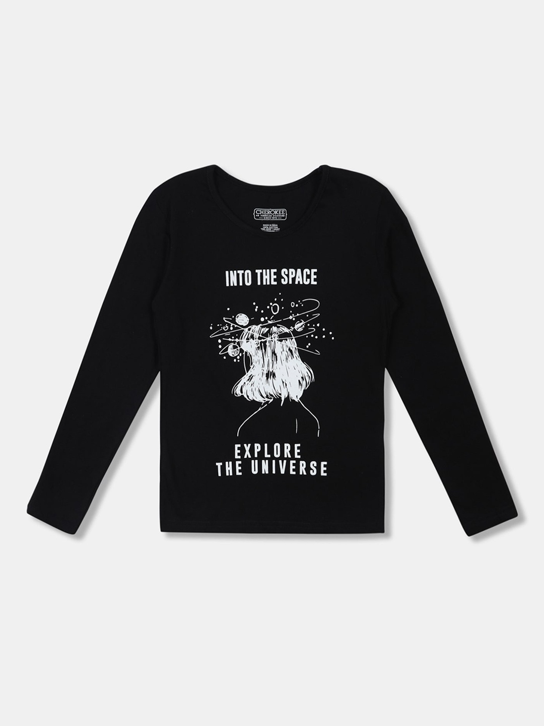 

Cherokee Girls Black Printed Round Neck T-shirt