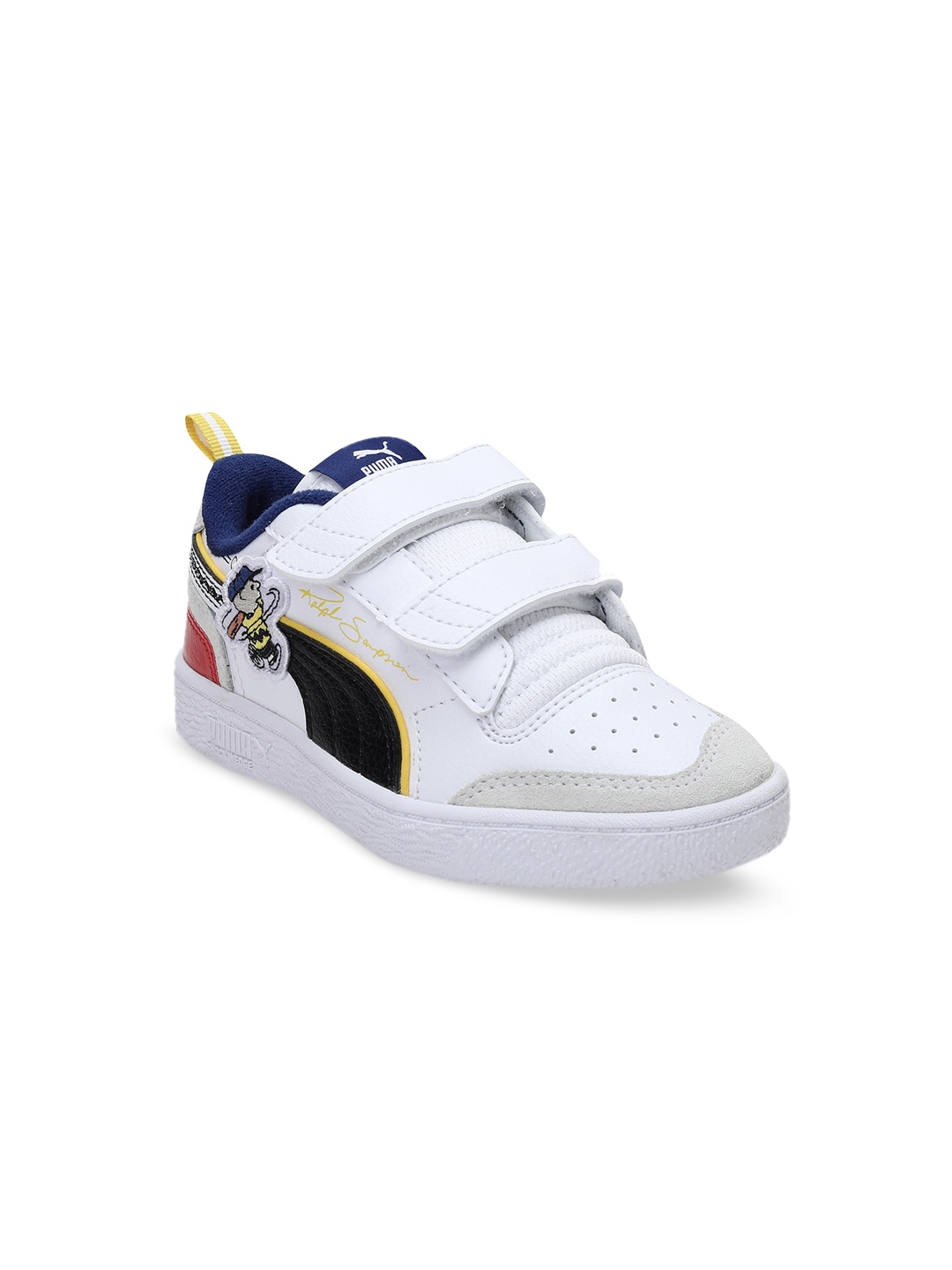 

Puma Kids Colourblocked PEANUTS Ralph Sampson V PS Leather Sneakers, White
