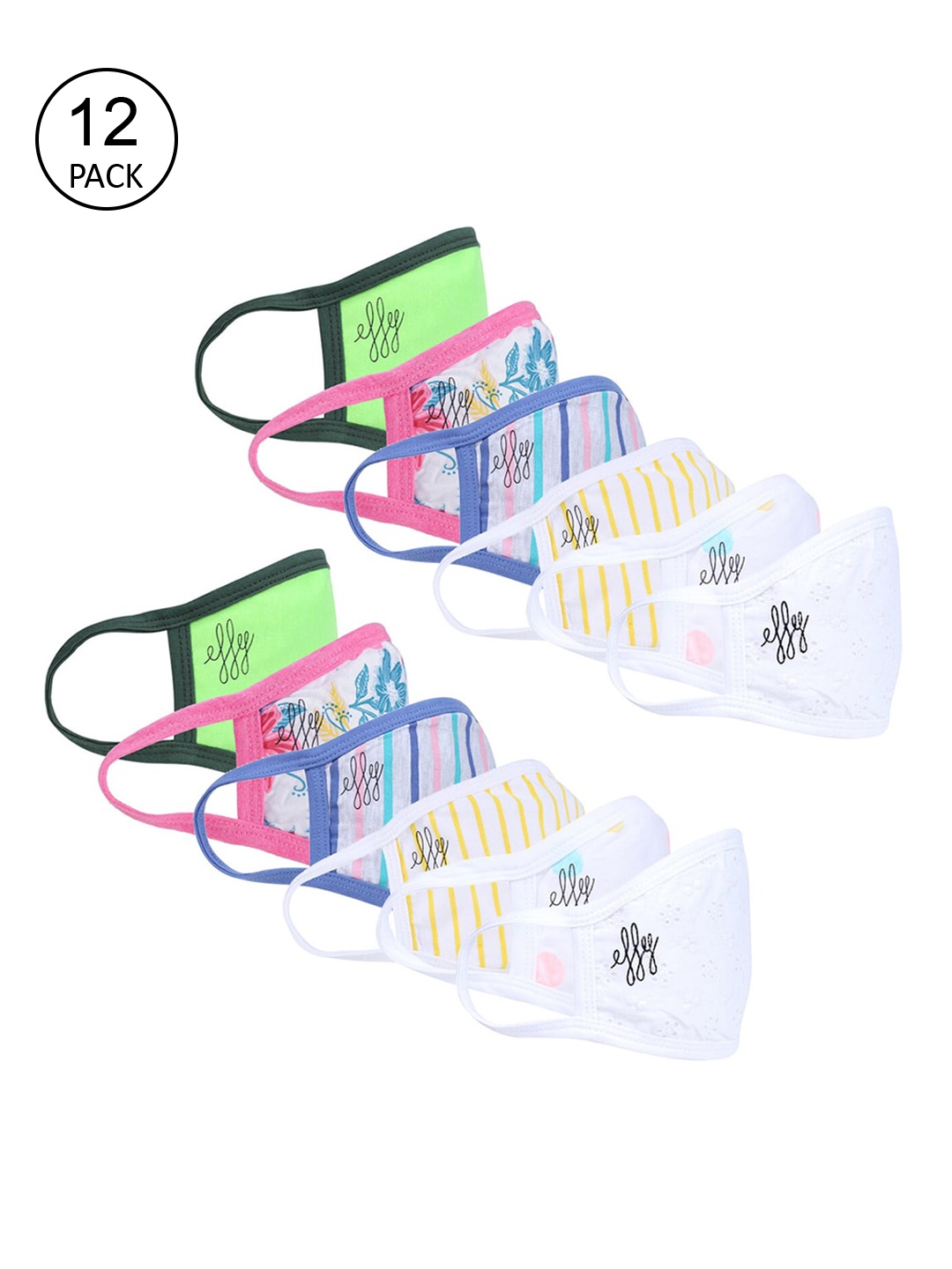 

effy Women Pack Of 12 2-Ply Reusable Cloth Masks, Pink
