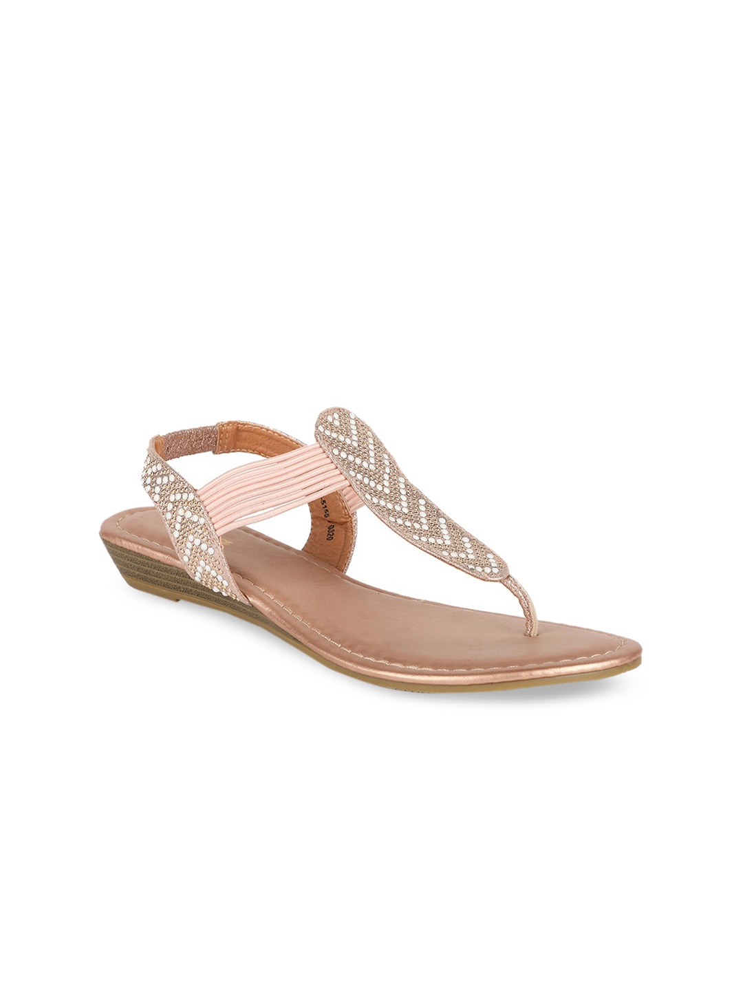 

Bata Women Pink Embellished PU T-Strap Flats