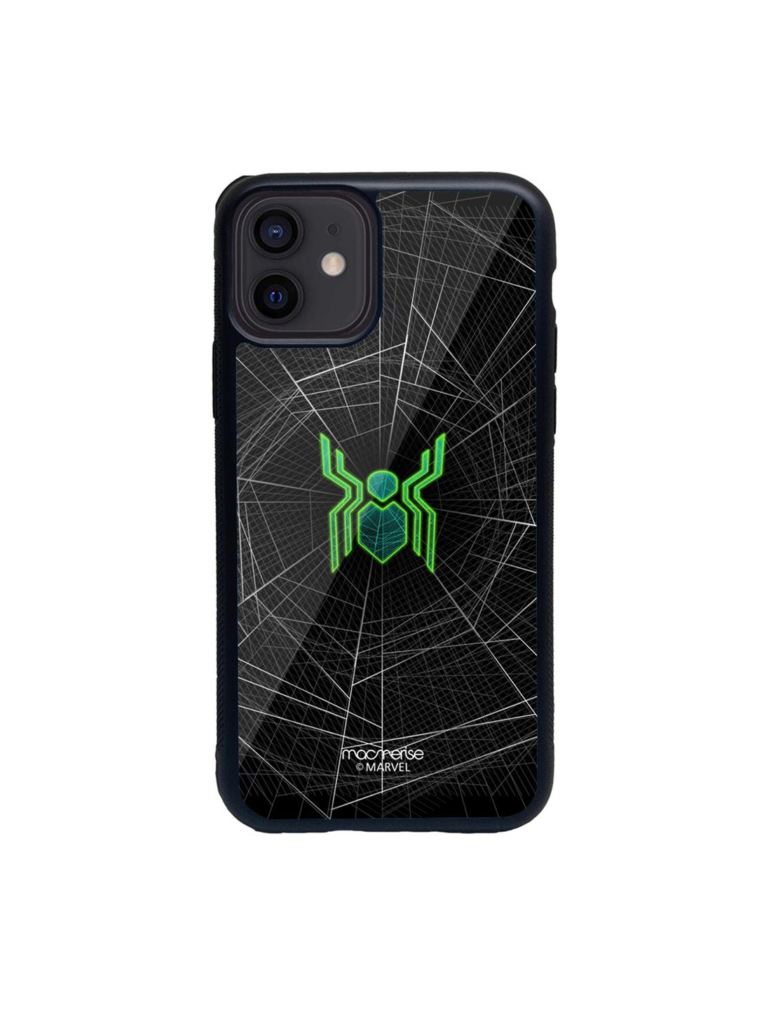 

macmerise Black & Green Spiderman Logo Web iPhone 12 Back Case