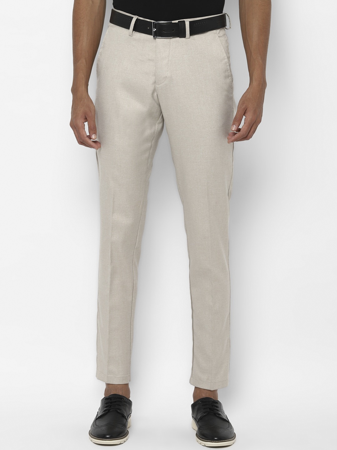 

Allen Solly Men Cream-Coloured Slim Fit Solid Regular Trousers