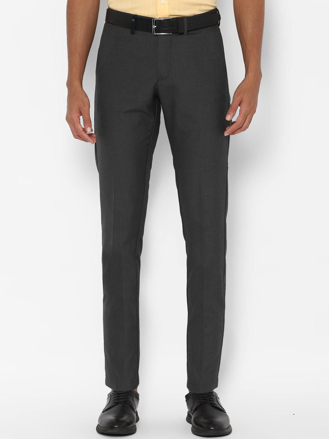 

Allen Solly Men Grey Slim Fit Self Design Regular Trousers