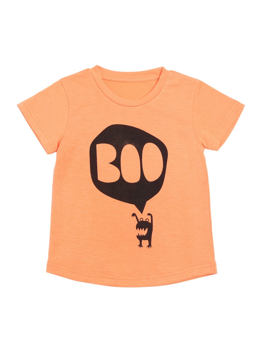 

DOOR74 Unisex Kids Orange Printed Round Neck T-shirt