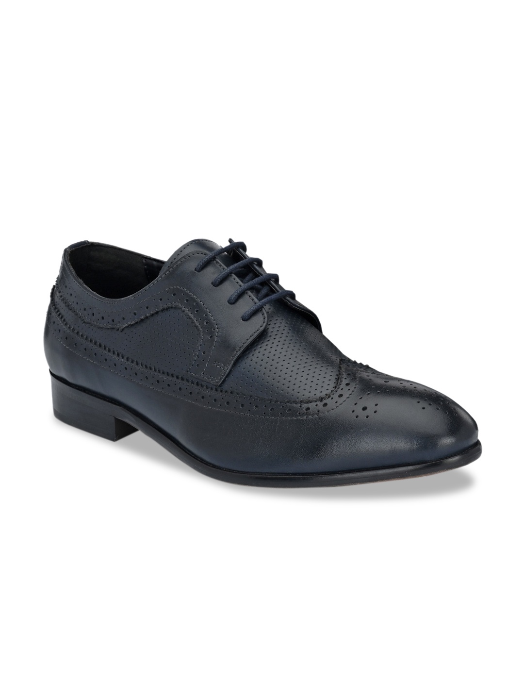 

San Frissco Men Navy Blue Textured Leather Formal Brogues