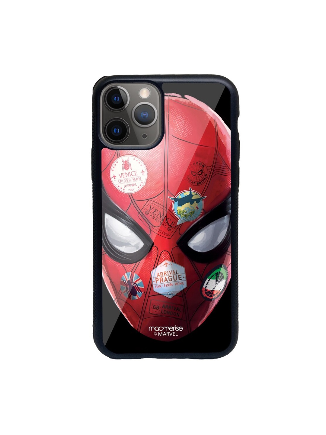 

macmerise Black & Red Spidey Travel Stamps iPhone 11 Pro Max Back Case