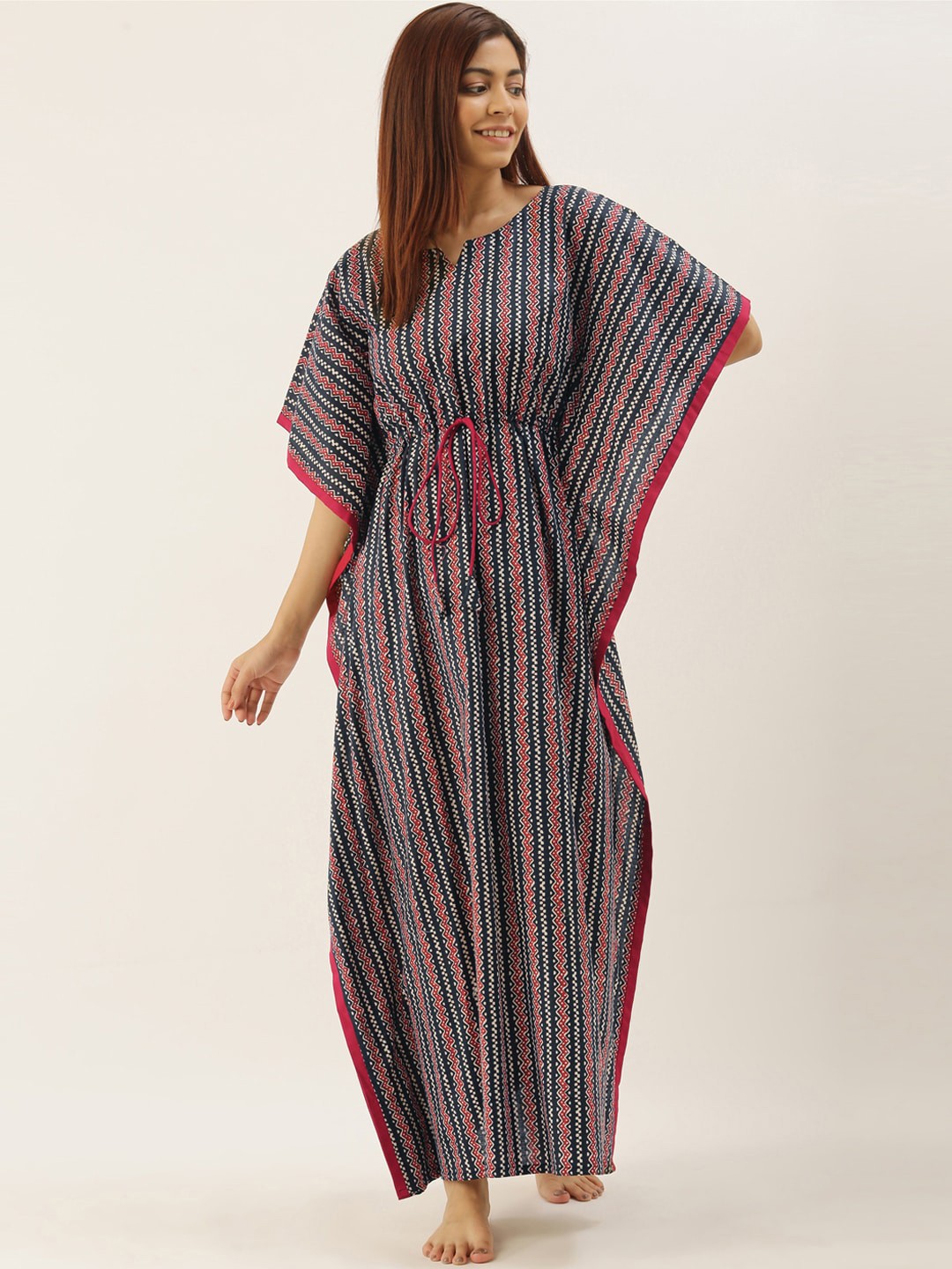 

Bannos Swagger Women Black Printed Kaftan Night Dress