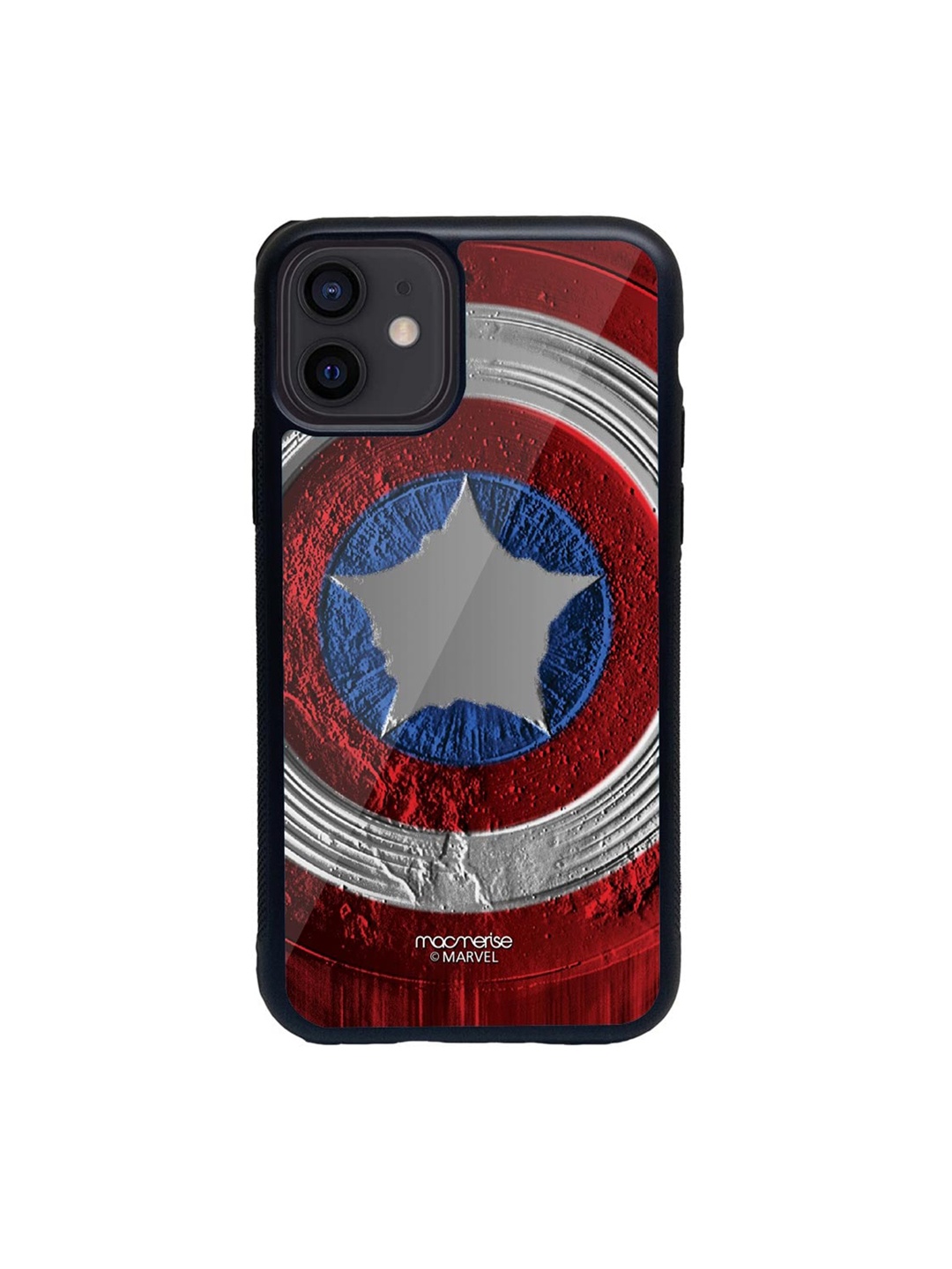 

macmerise Black & Red Stoned Shield Glass iPhone 12 Back Case