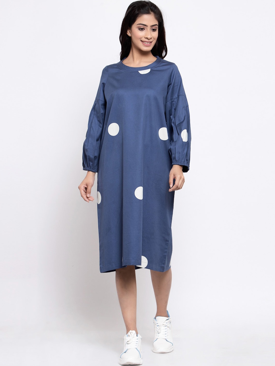 

TERQUOIS Women Blue Printed A-Line Dress