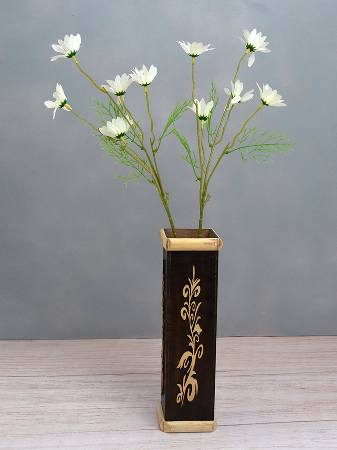 

fancy mart Set Of 2 White & Green Artificial Cone Flowers Sticks