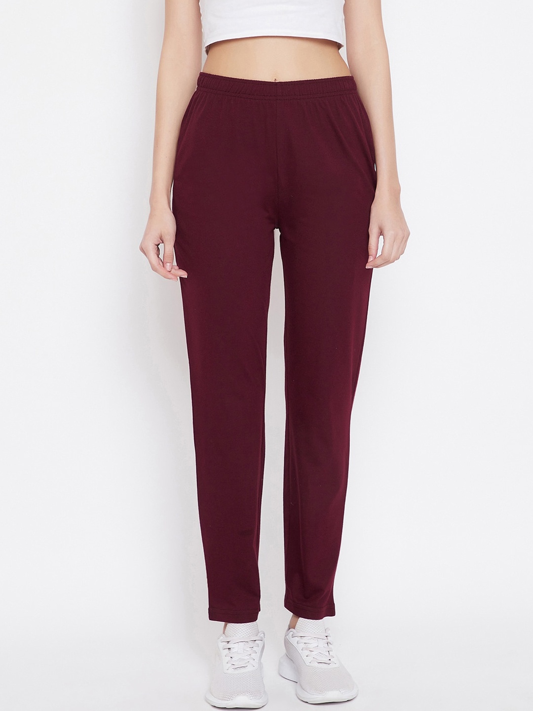 

Okane Women Burgundy Solid Cotton Track Pants