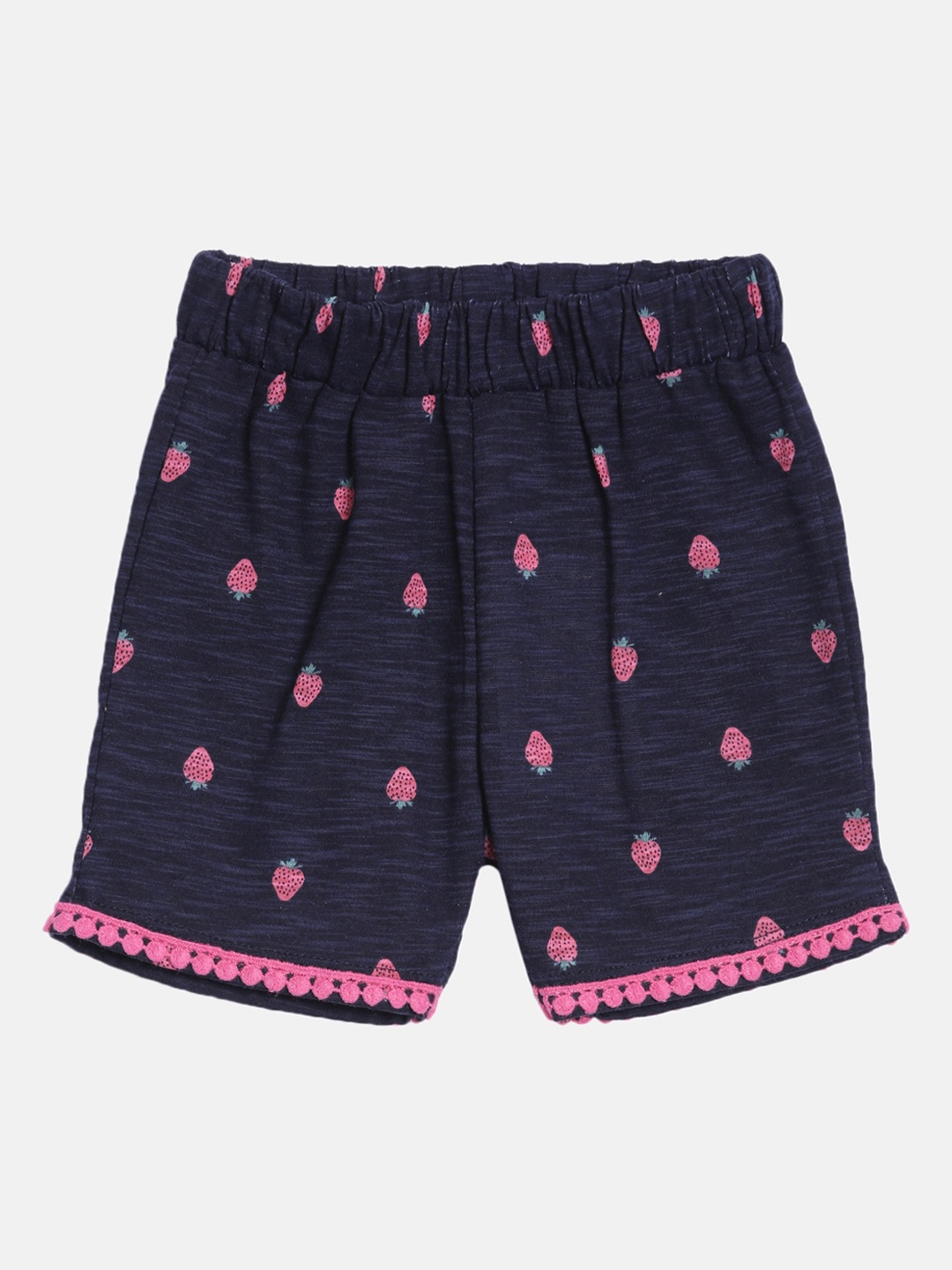 Kryptic Girls Navy Blue & Navy Blue Printed Regular Shorts