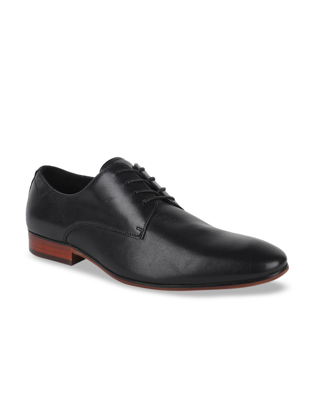 

ALDO Men Black Solid Leather Formal Derbys