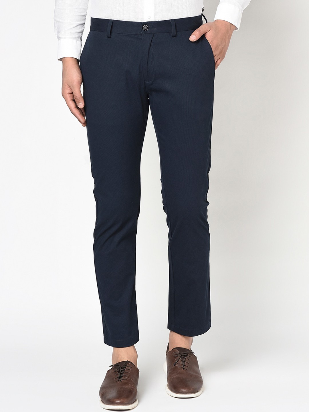 

Blackberrys Men Navy Blue B-95 Slim Fit Solid Regular Trousers