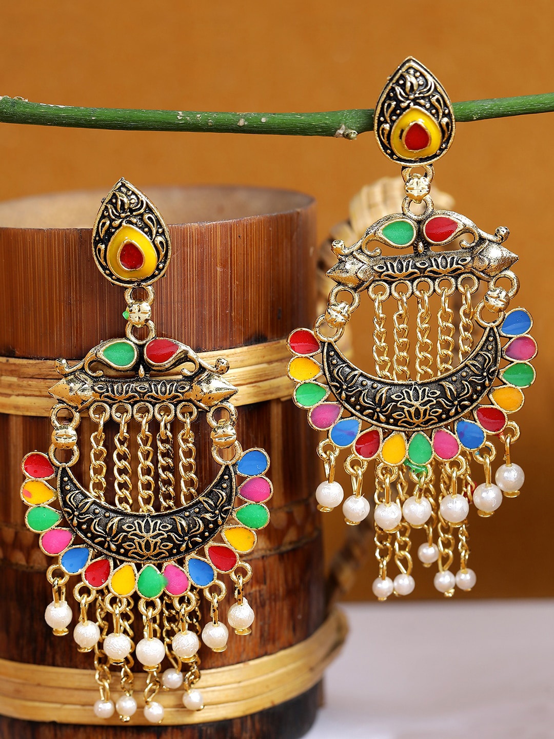 ANIKAS CREATION Multicoloured Contemporary Drop Earrings, Multi