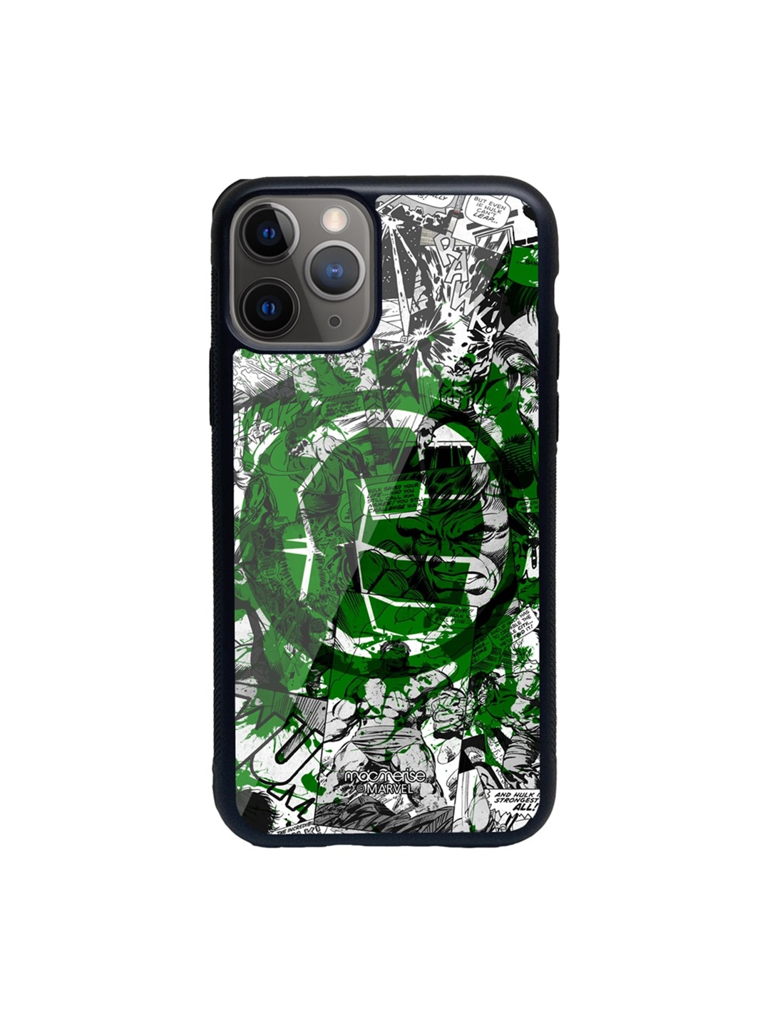

macmerise Black & Green Splash Out Hulk Fist Glass iPhone 11 Pro Max Phone Case