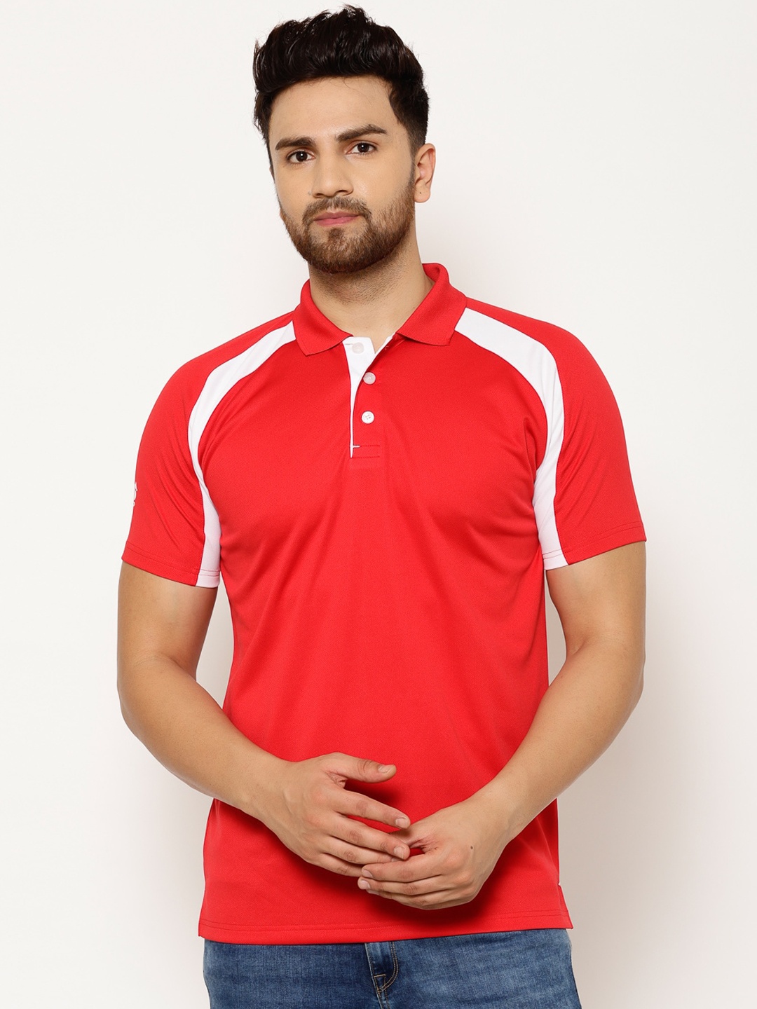 EPPE Men Red Solid Polo Collar T-shirt