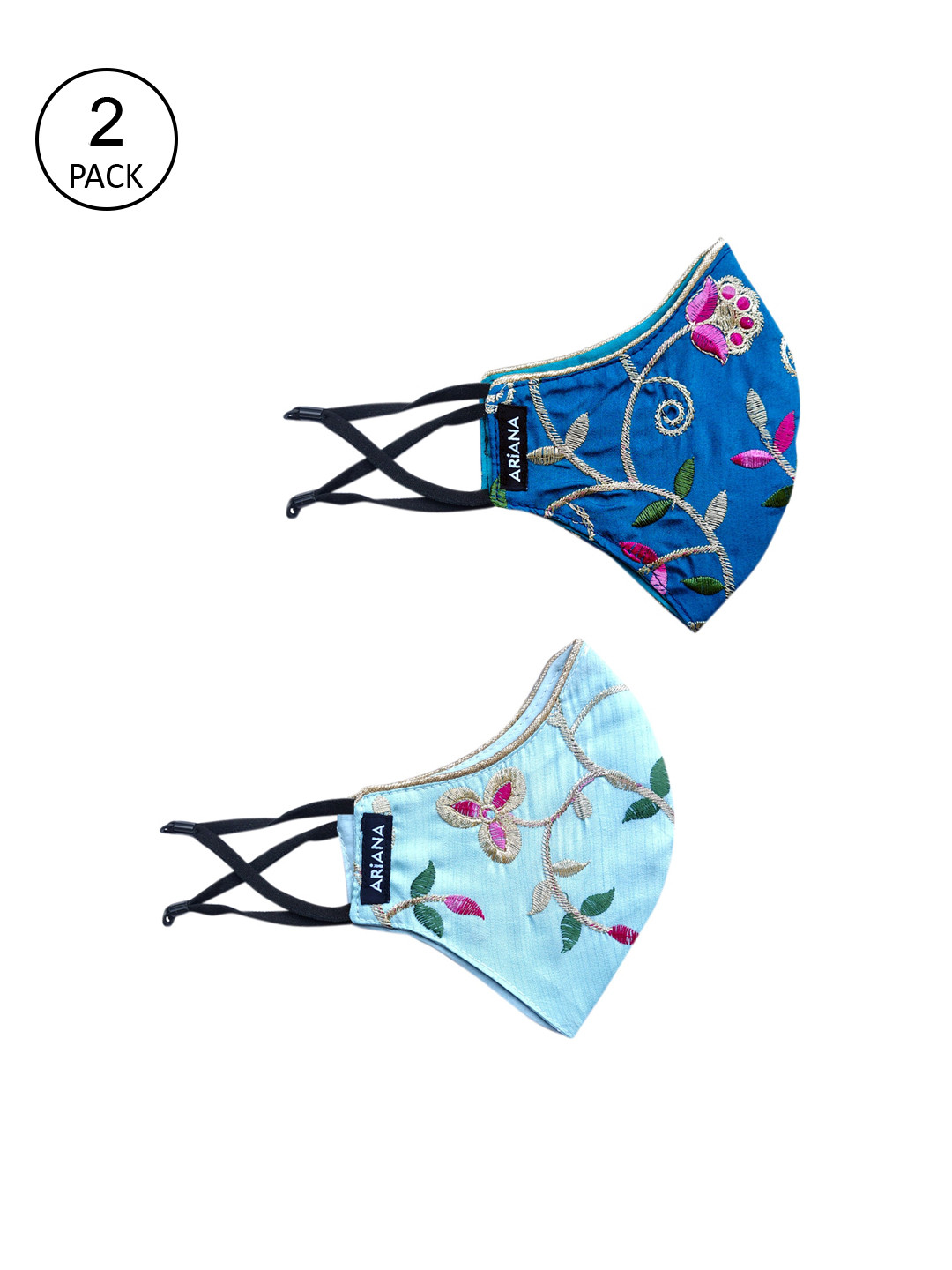 

Ariana Women Pack Of 2 Printed 2-Ply Reusable Protective Outdoor Cloth Masks, Blue
