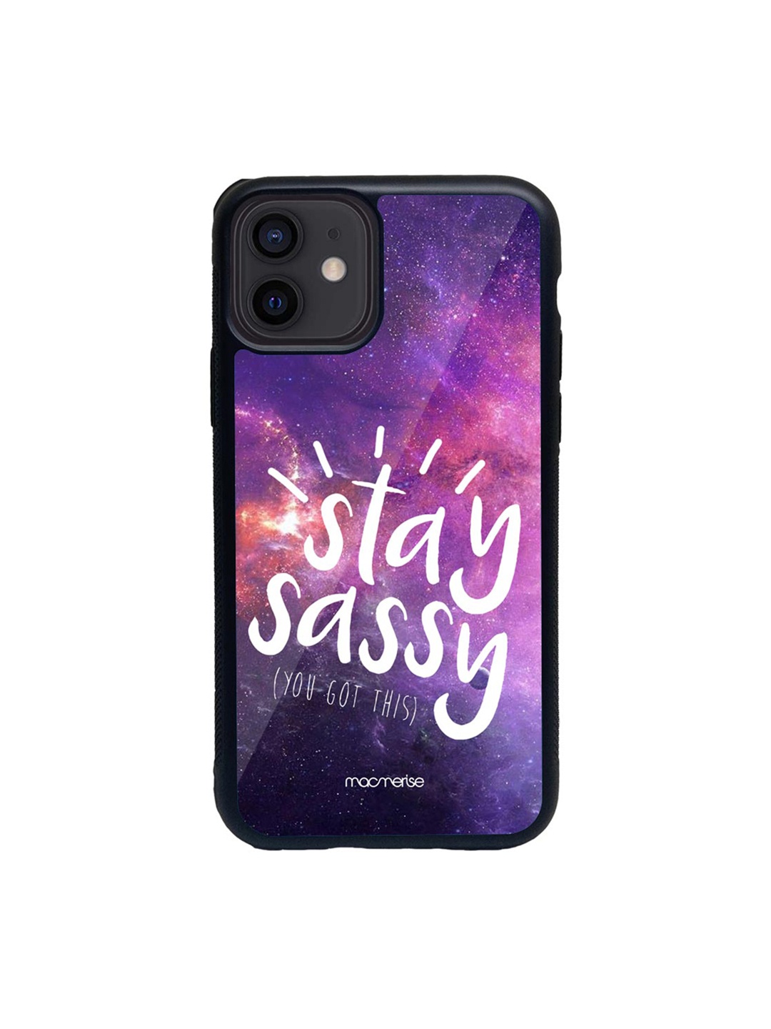 

macmerise Black & Blue Stay Sassy Printed iPhone 12 Back Case