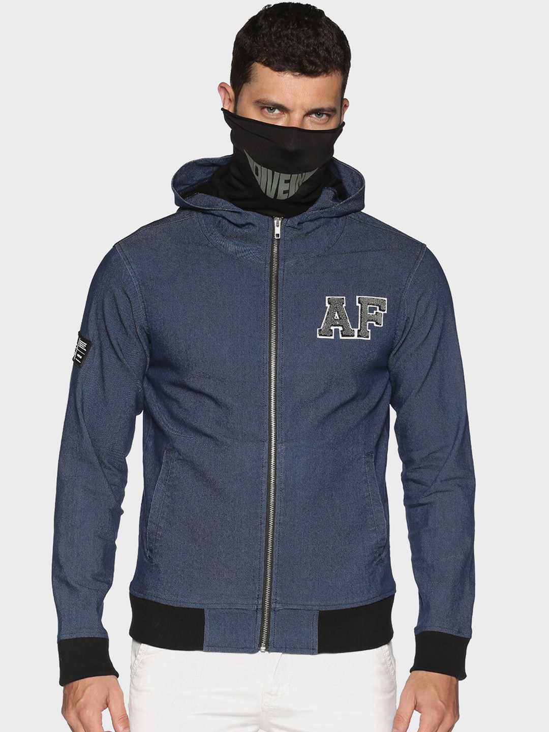 

Arctic Fox Men Navy Blue Solid Hooded Sweatshirt with An Attached Mask