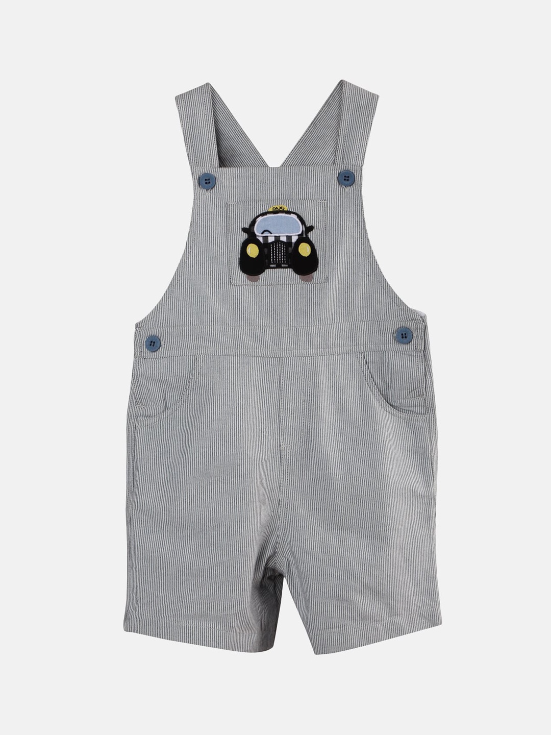 

Beebay Boys Grey & White Striped Dungarees