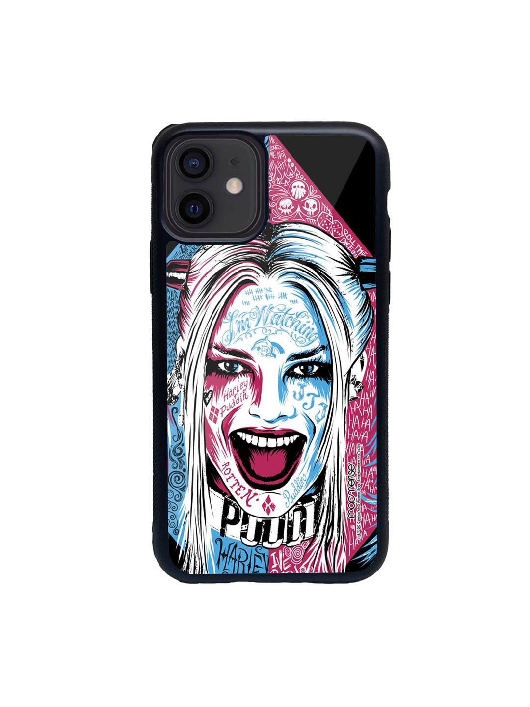 

macmerise Black & Blue Wicked Harley Quinn Glass iPhone 12 Case