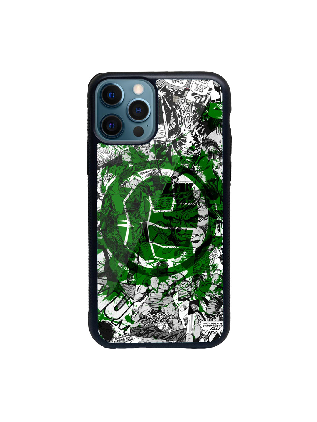

macmerise Green & White Superhero Splash Out Hulk Fist Glass iPhone 12 Pro Phone Case