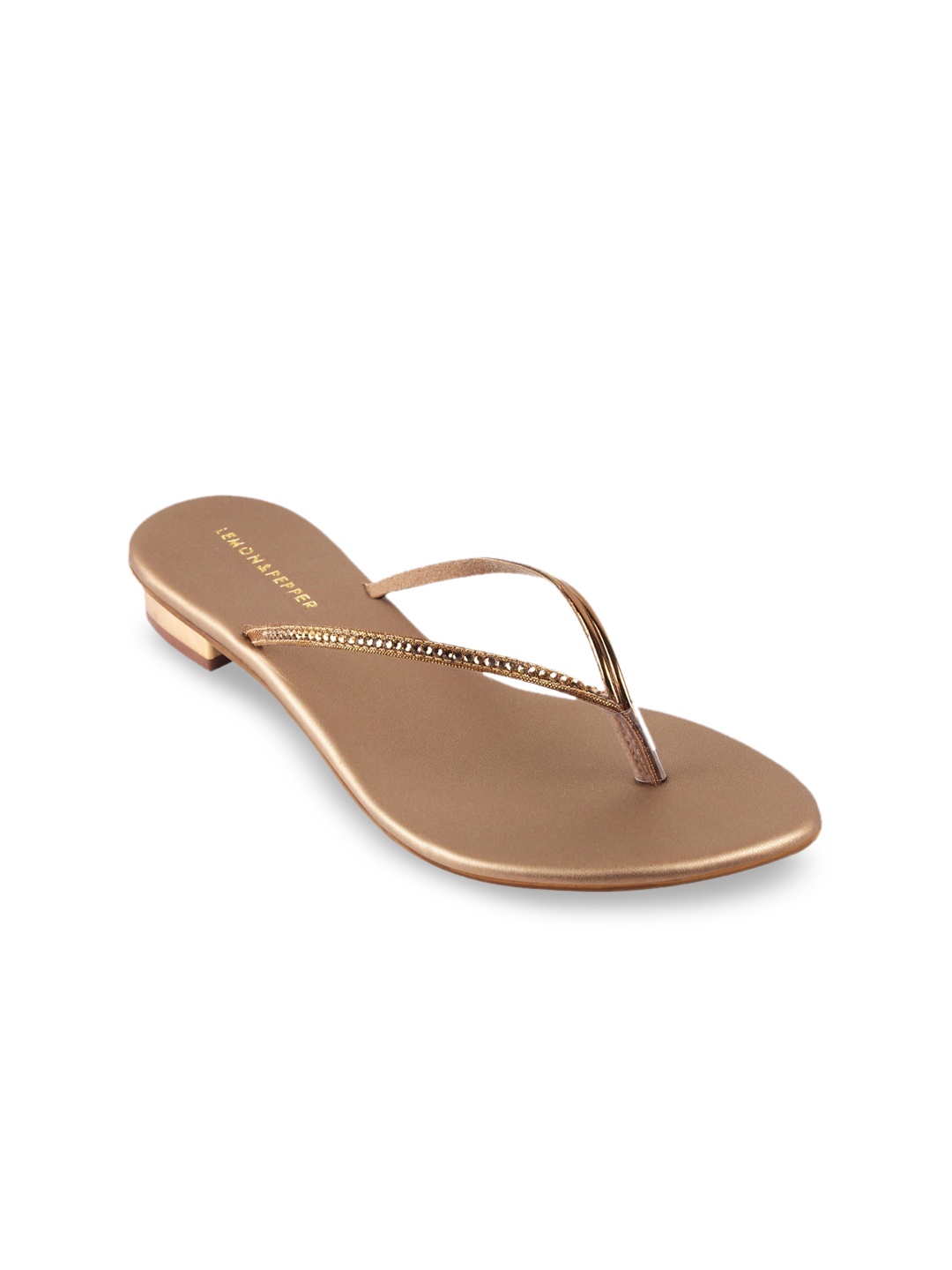 

LEMON & PEPPER Women Gold-Toned Block Heels