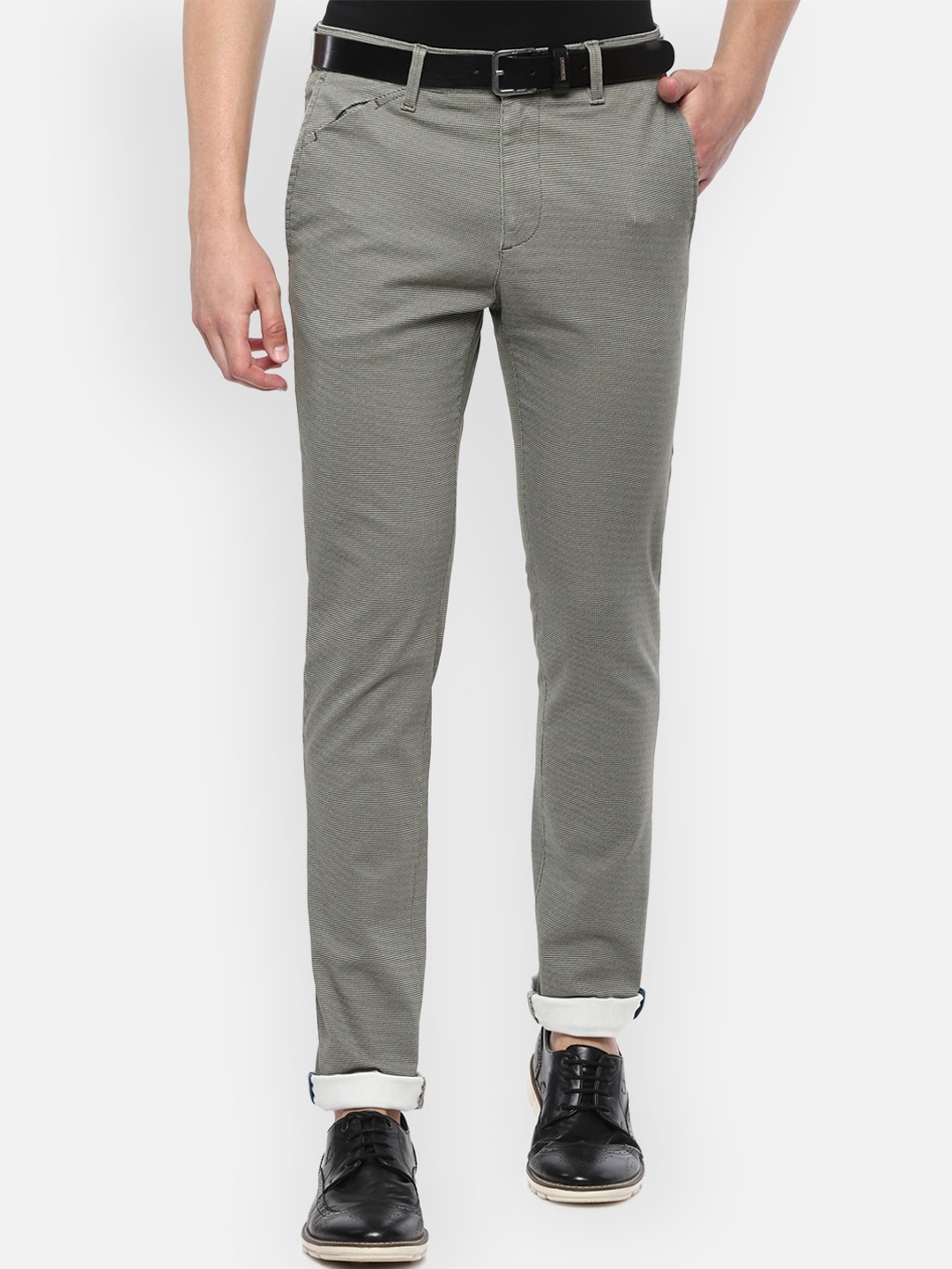 

V Dot Men Grey Slim Fit Solid Regular Trousers
