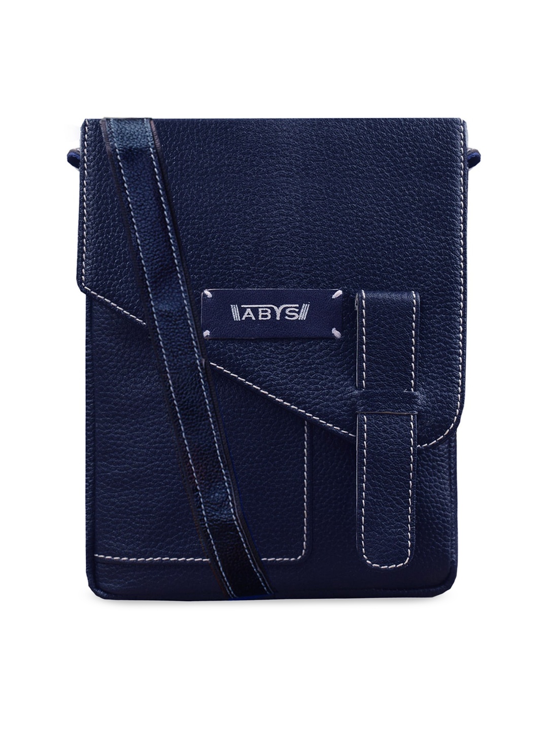 

ABYS Unisex Blue Textured Leather Messenger Bag