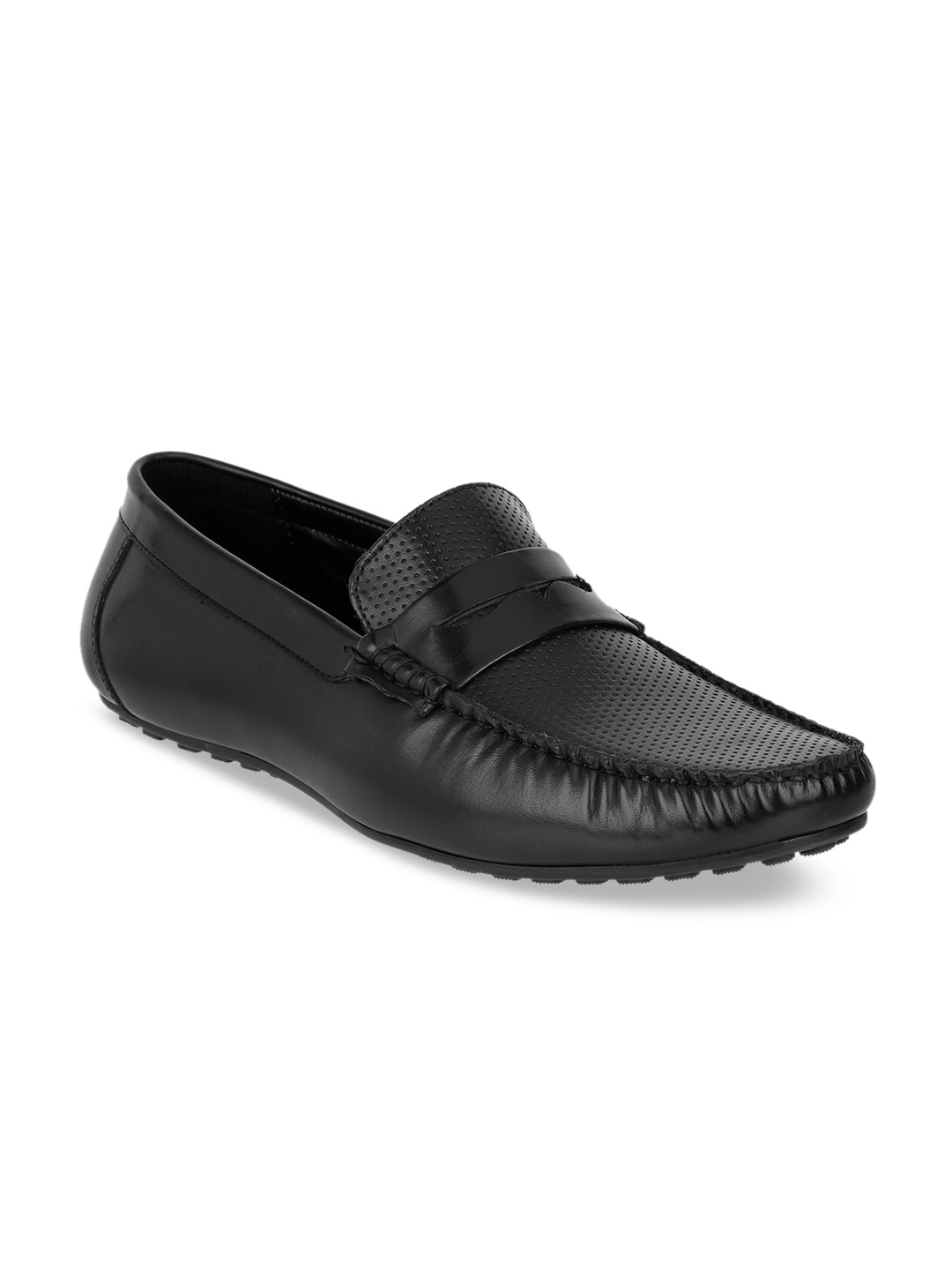 

Carlton London Men Black Textured Driving Shoes