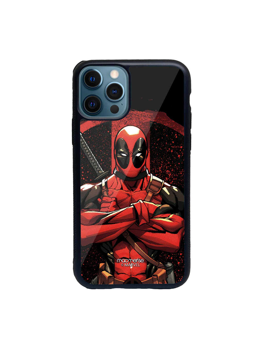 

macmerise Black & Red Deadpool Stance Glass iPhone 12 Pro Phone Case