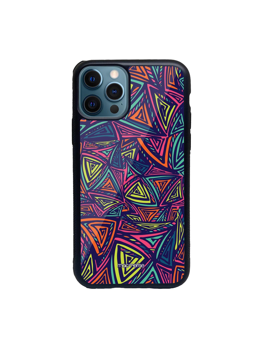 

macmerise Multicoloured Neon Angles Glass iPhone 12 Pro Back Case, Multi