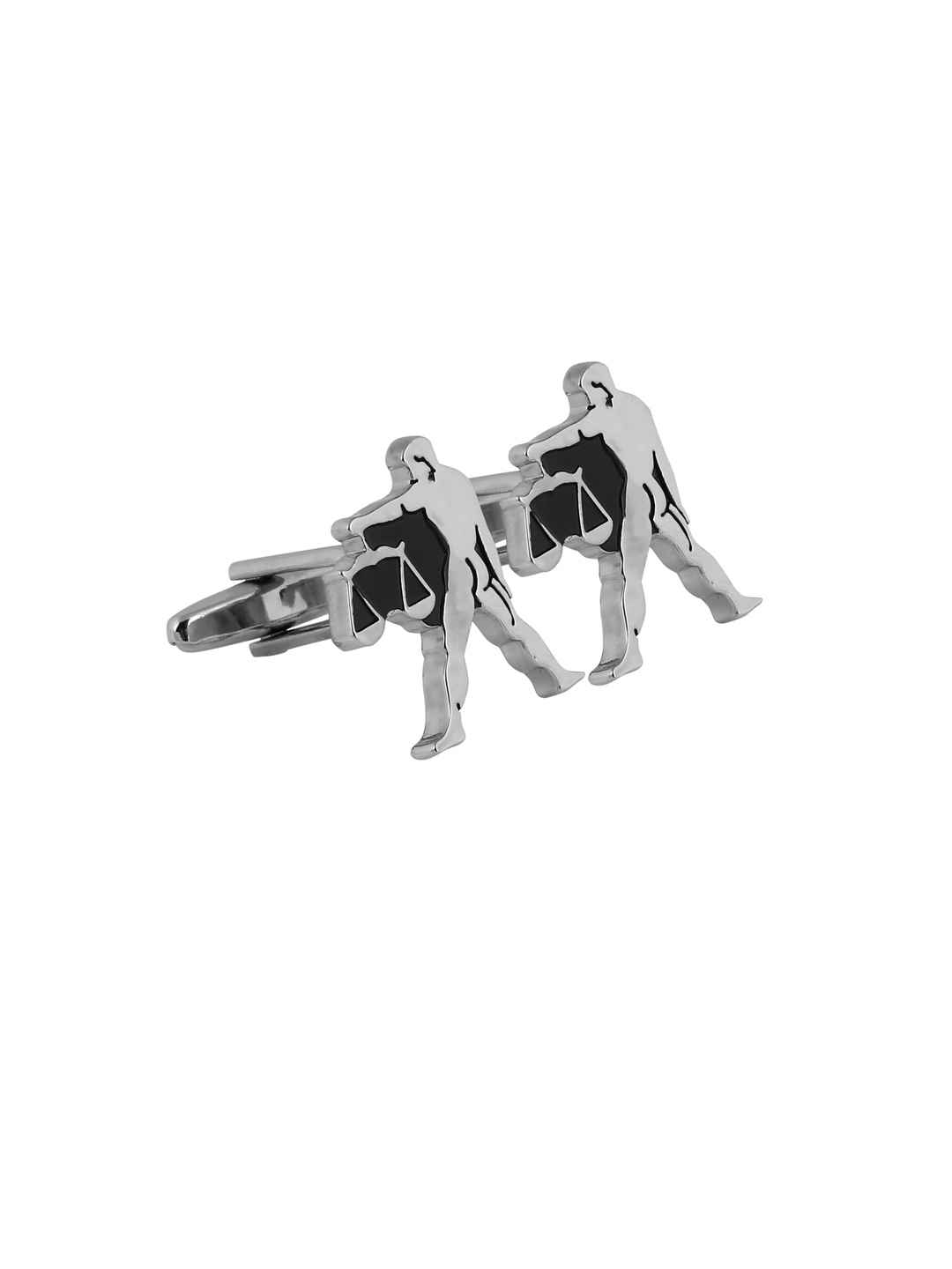 

Alvaro Castagnino Silver-Toned & Black Zodiac Sign Cufflinks