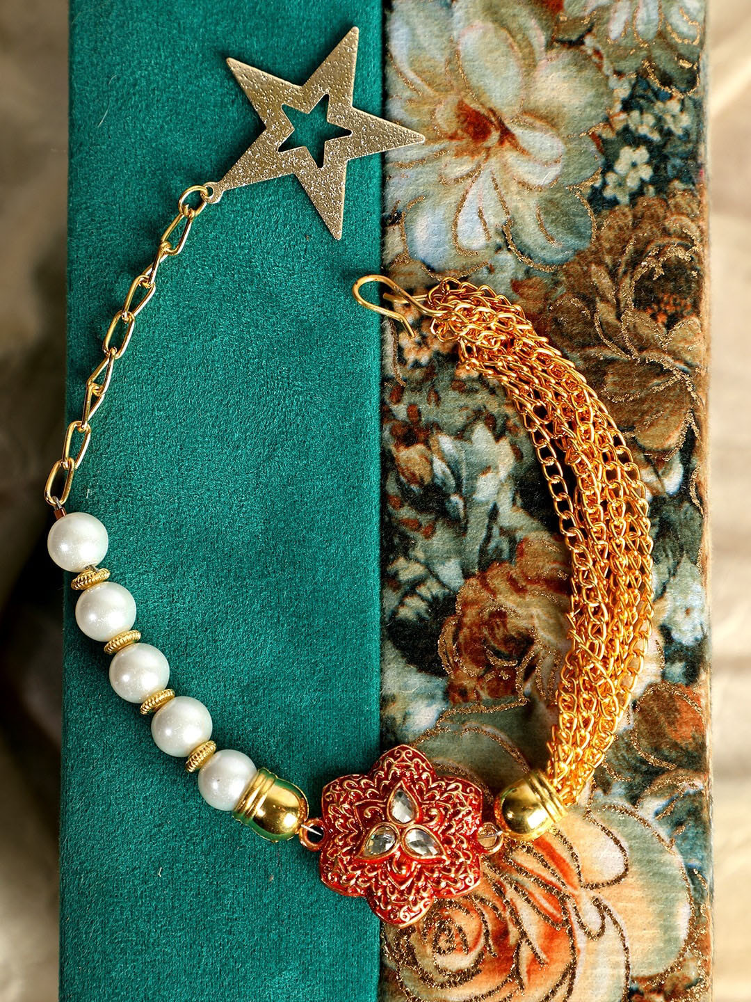 

ANIKAS CREATION Gold-Plated Handcrafted Charm Bracelet