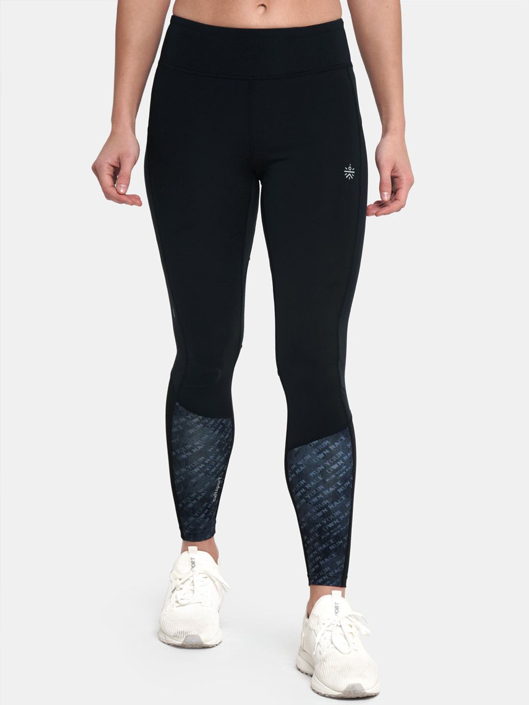 

Cultsport Women Black Solid FlashRun Antimicrobial Fly Dry Absolute-Fit Tights