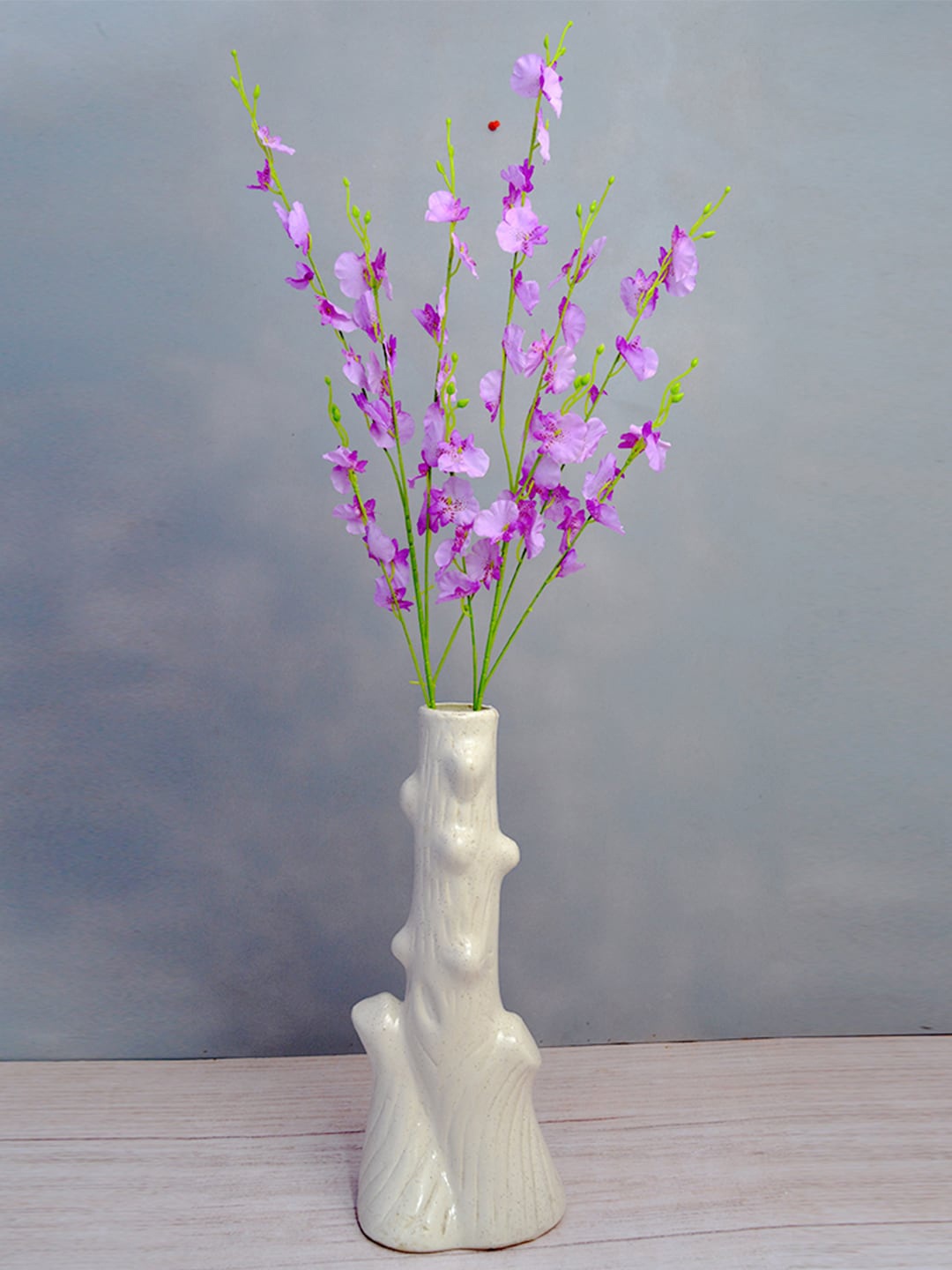 

fancy mart Set Of 2 Purple & Green Artificial Orchids Flower Sticks Without Pot
