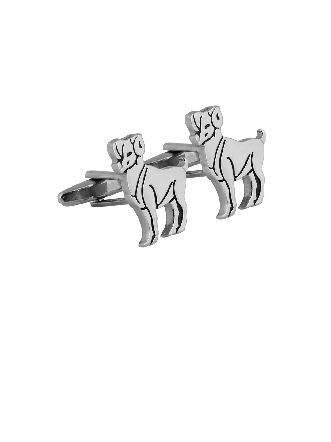 

Alvaro Castagnino Silver-Toned & Black Quirky Cufflinks