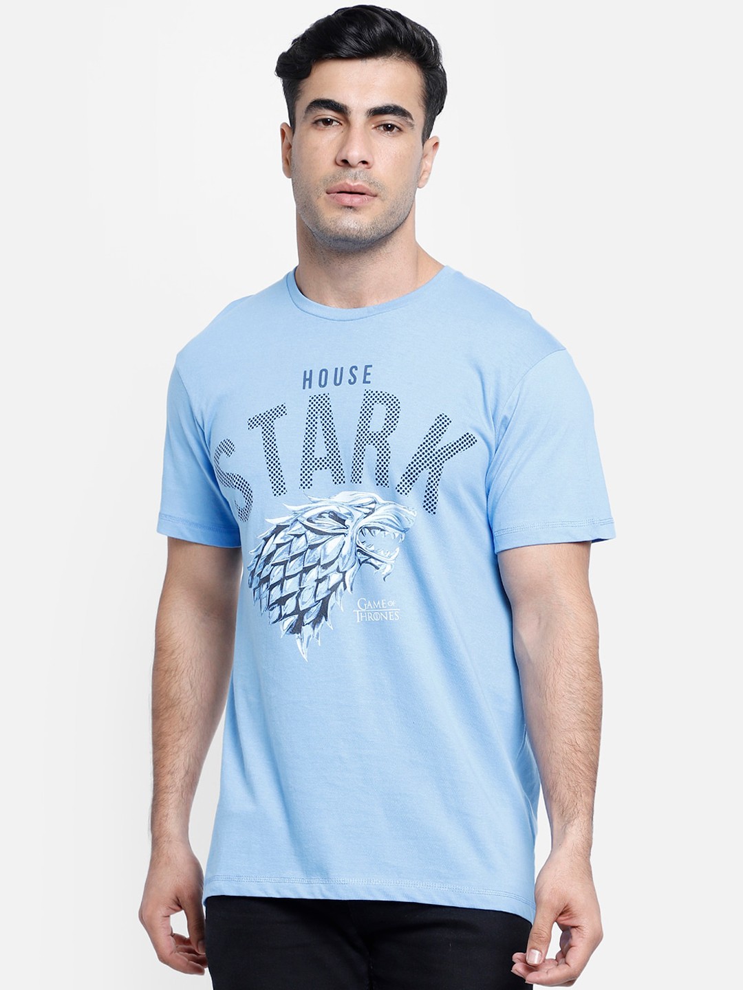 

Free Authority Men Blue Game Of Thrones Printed Round Neck T-shirt