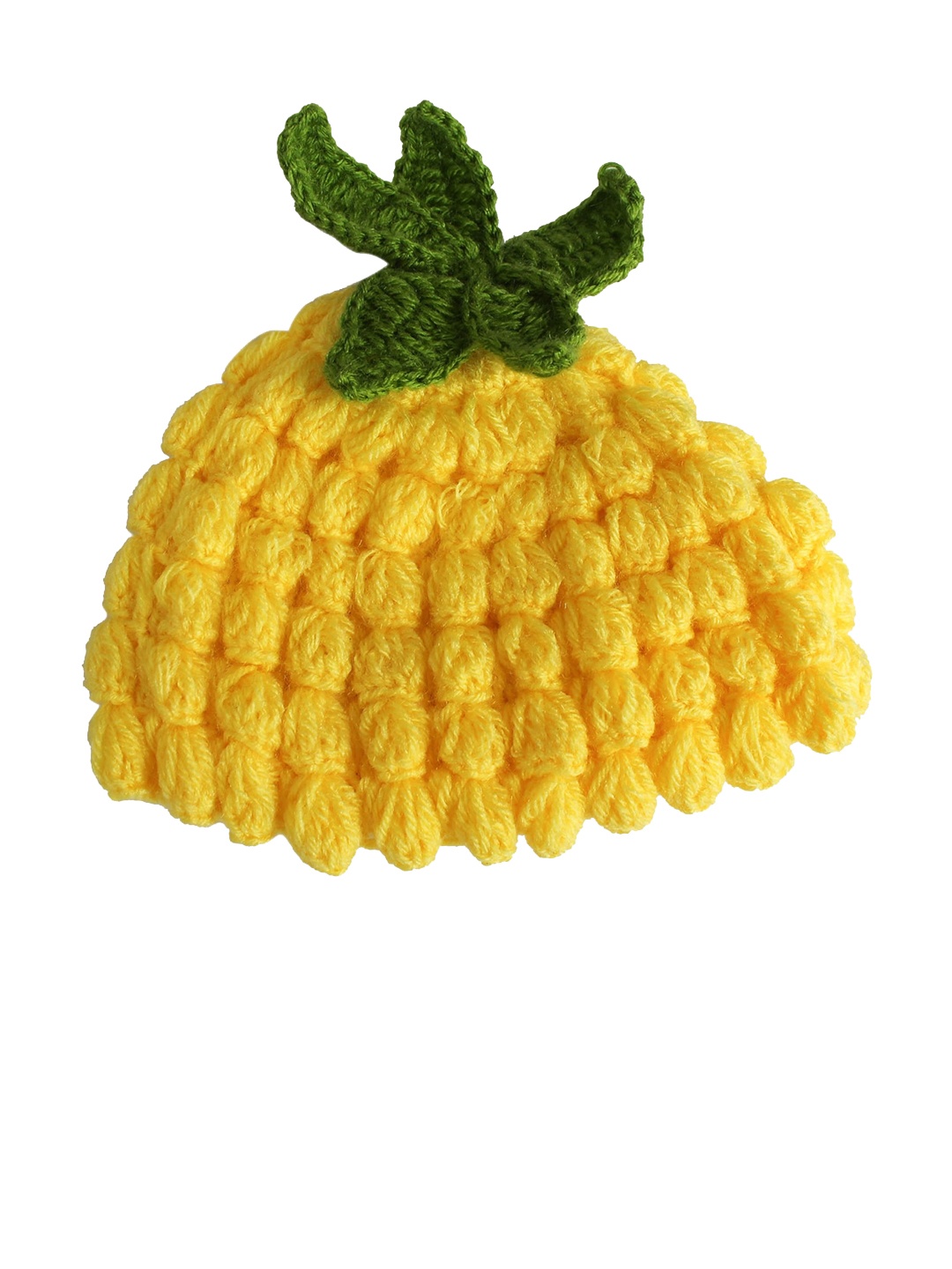 

Woonie Unisex Kids Yellow & Green Self Design Handmade Beanie