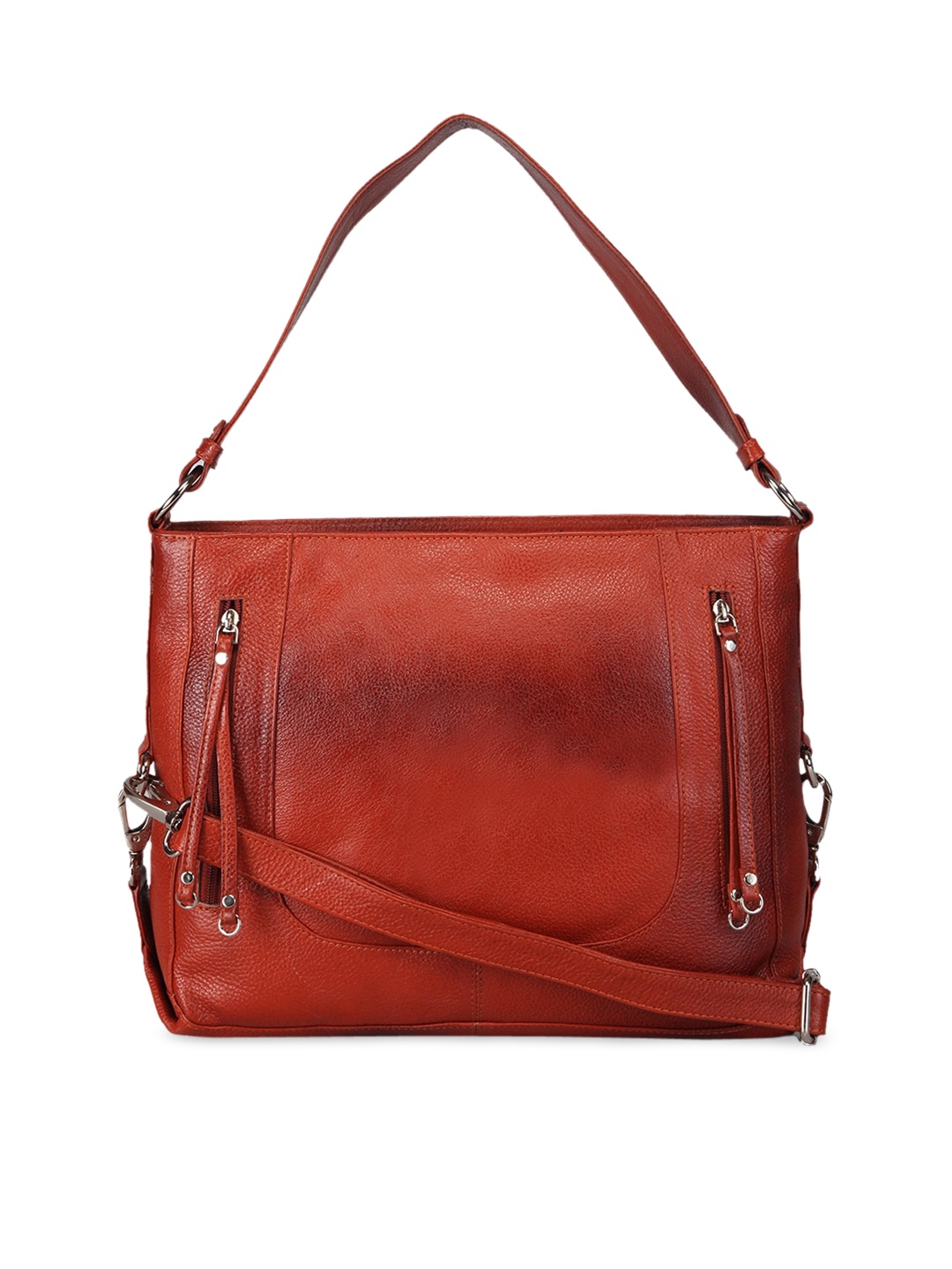 

GENWAYNE Brown Solid Leather Shoulder Bag