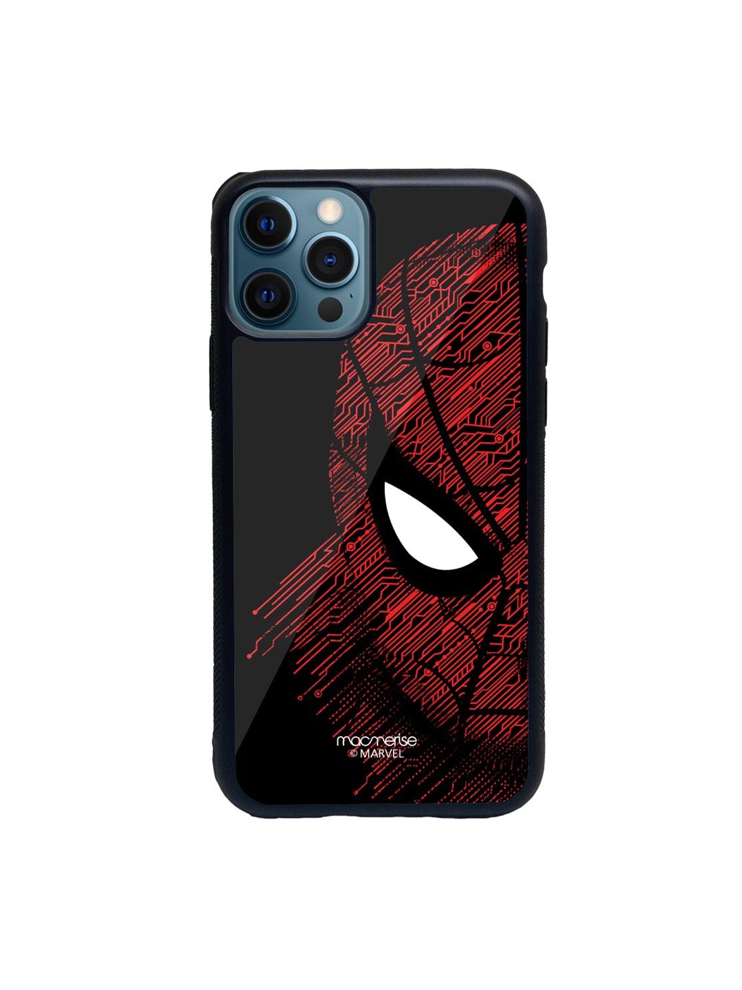 macmerise Black & Red Sketch Out Spiderman Glass iPhone 12 Pro Phone Case