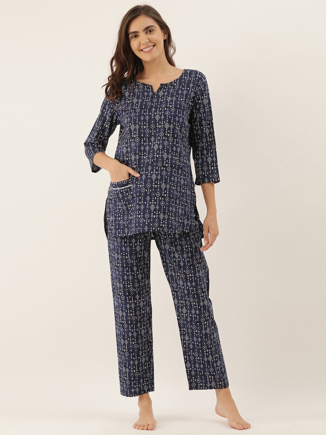 

Bannos Swagger Women Blue Printed Night suit