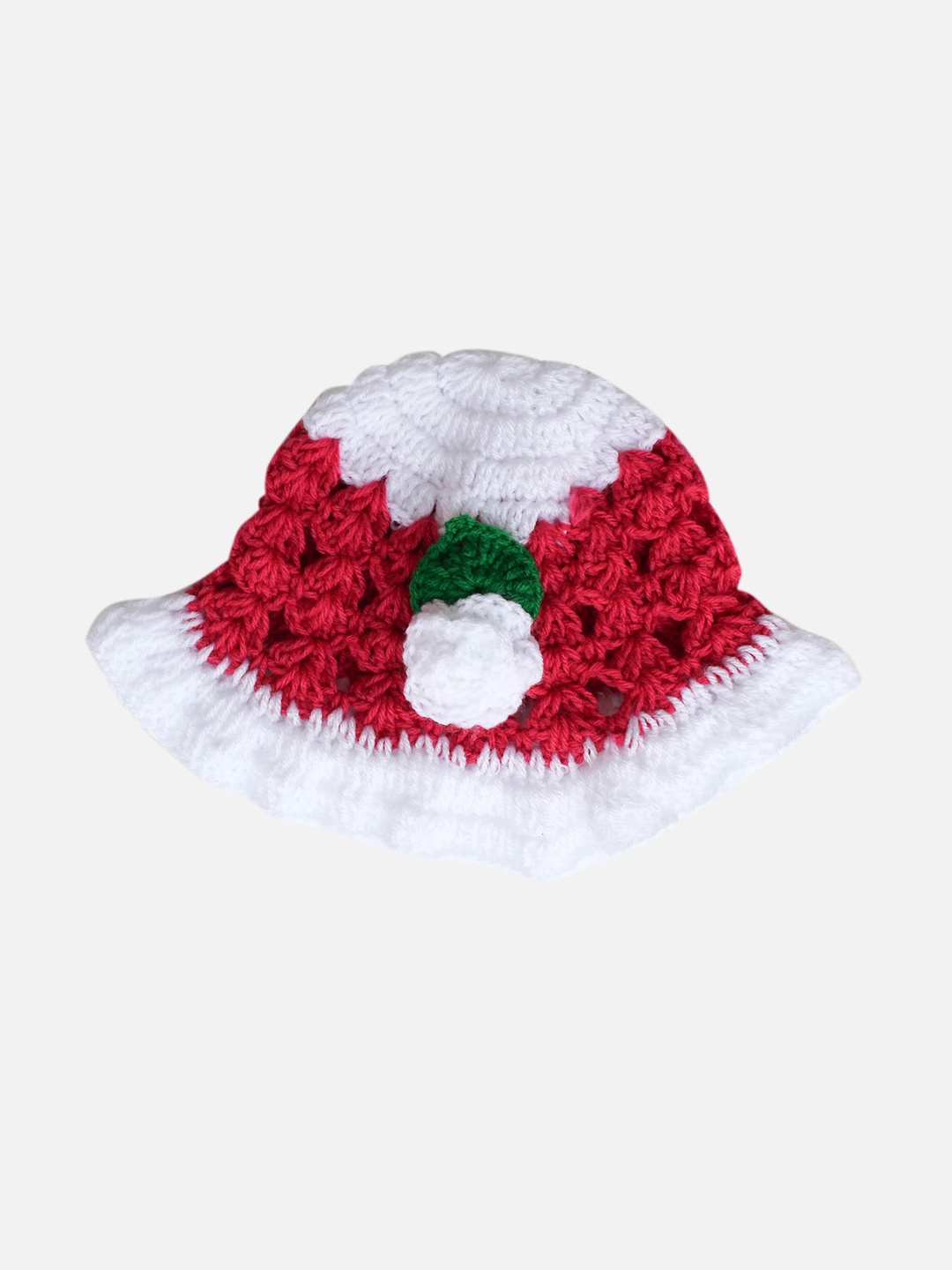 

Woonie Kids White & Red Self Design Beanie